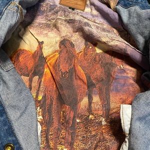 denim jacket with horses on the inside